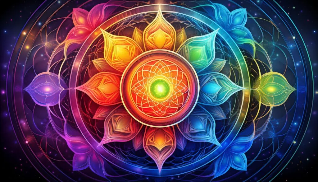 Firefly Chakras as Energy Centers with Sacred Geometry and Rainbow Colors 92688