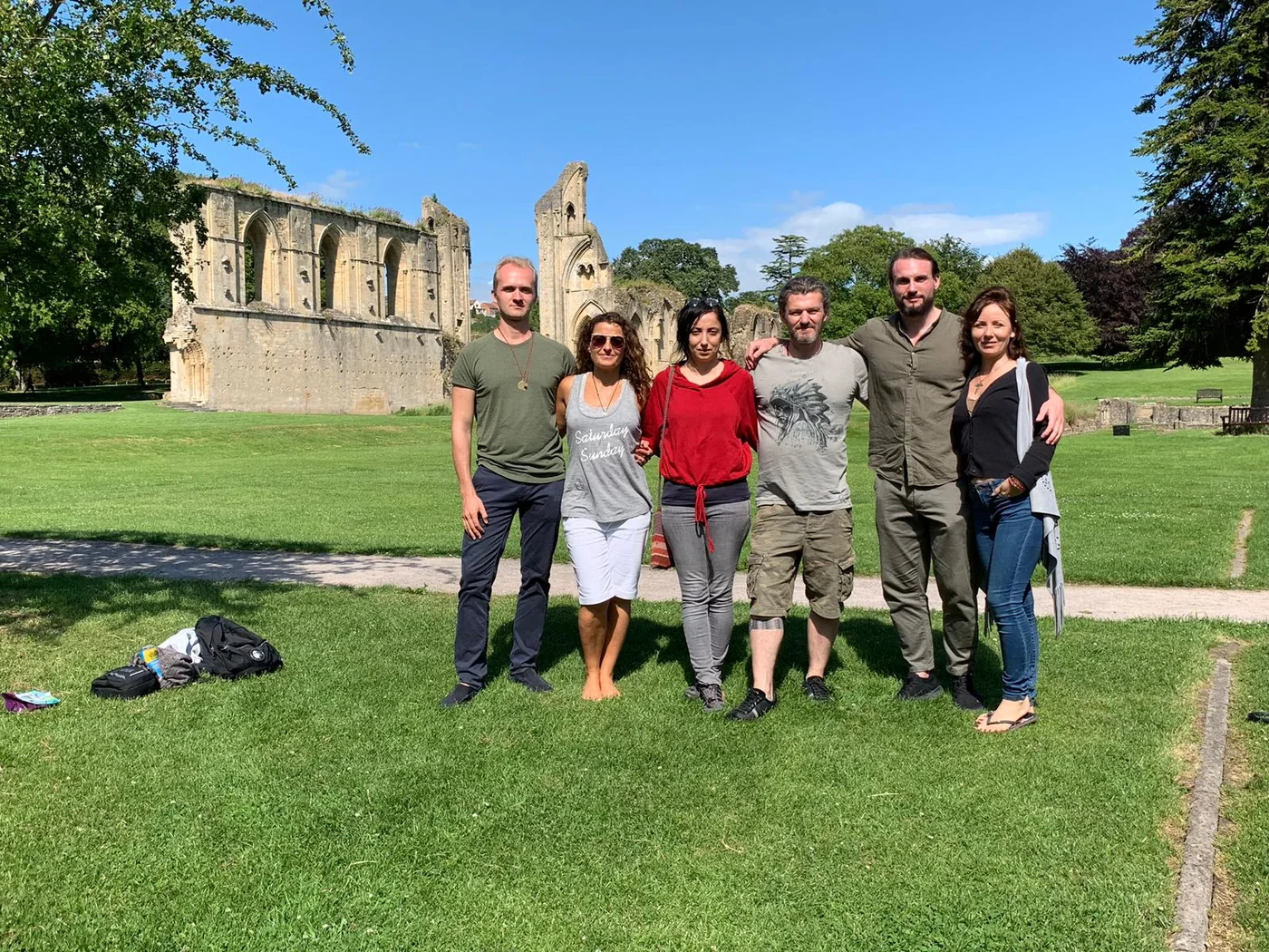 Serapis-Light-Glastonbury-June-2019 Serapis Light with a group at Glastonbury Abbey in June 2019.